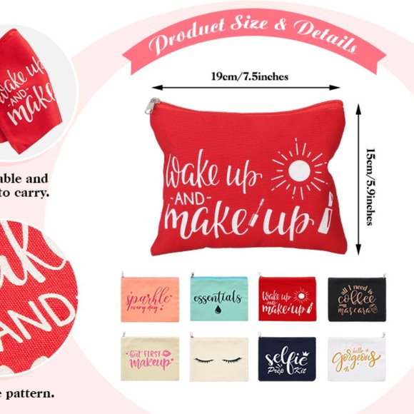 NWOT Women’s Makeup Accessory Sky Blue Cosmetic Bag With Fun Saying-Essentials - Picture 12 of 13